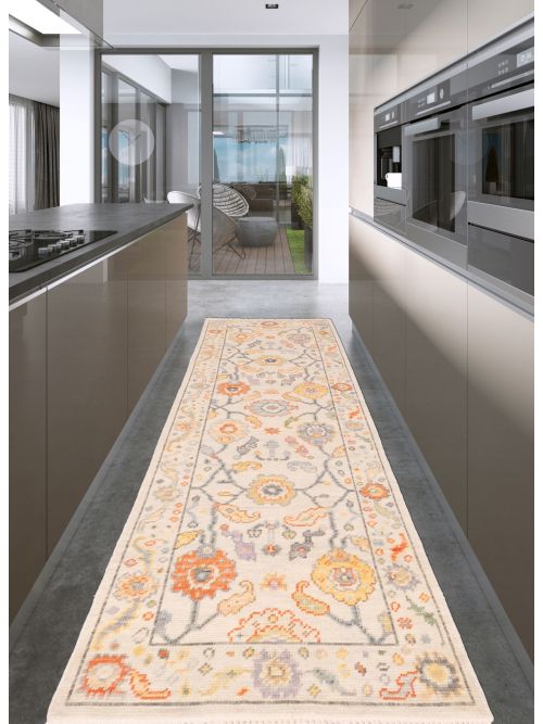 Indian Modern Oushak Hand-knotted Wool Runner Rug, 79 x 239 cm