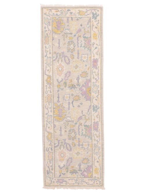 Indian Modern Oushak Hand-knotted Wool Runner Rug, 79 x 244 cm