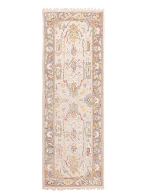 Indian Modern Oushak Hand-knotted Wool Runner Rug, 81 x 241 cm