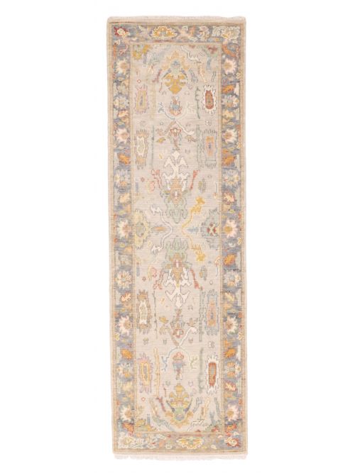 Indian Modern Oushak Hand-knotted Wool Runner Rug, 79 x 246 cm