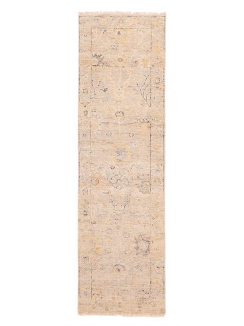 Indian Modern Oushak Hand-knotted Wool Runner Rug, 74 x 251 cm