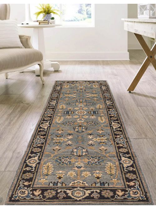 Indian Finest Agra Jaipur 2'6" x 7'9" Hand-knotted Wool Runner Rug 