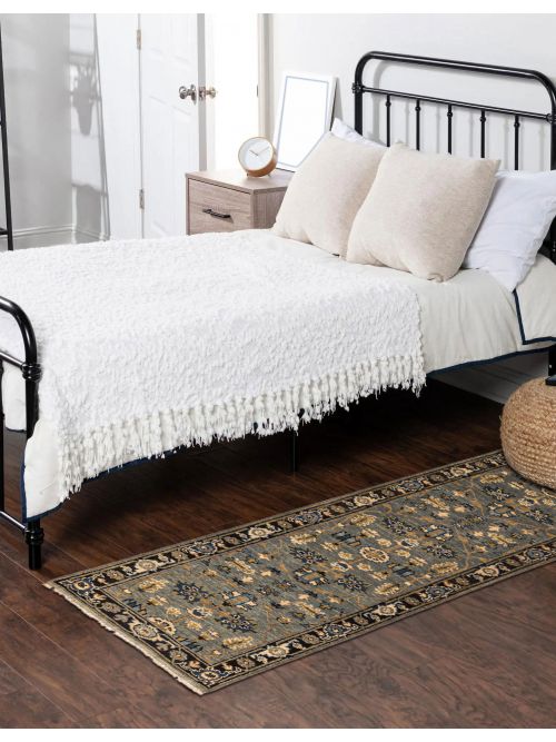 Indian Finest Agra Jaipur 2'5" x 7'10" Hand-knotted Wool Runner Rug 