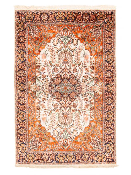 Indian Kashmir 4'0" x 6'1" Hand-knotted Viscose Rug 
