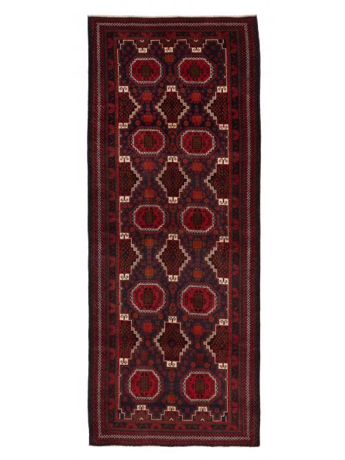 Afghan Teimani 3'5" x 9'1" Hand-knotted Wool Runner Rug 