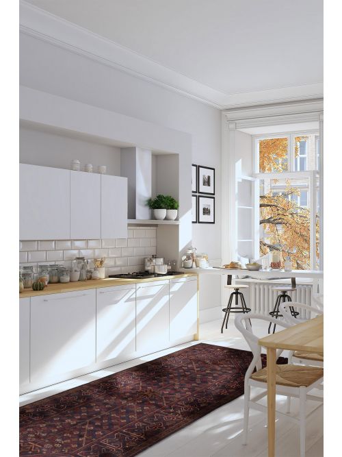 Afghan Teimani 3'3" x 7'7" Hand-knotted Wool Runner Rug 