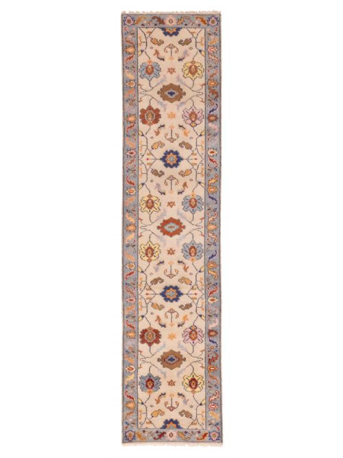 Indian Modern Oushak 2'6" x 11'7" Hand-knotted Wool Runner Rug 