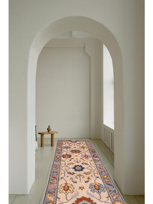 Indian Modern Oushak 2'6" x 11'7" Hand-knotted Wool Runner Rug 