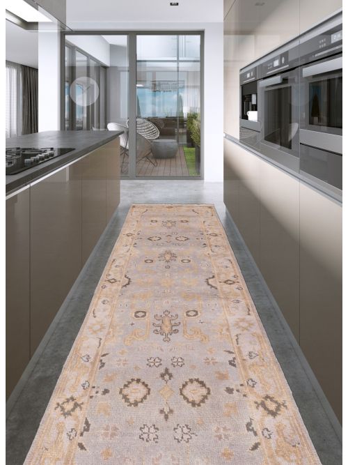 Indian Royal Oushak 3'1" x 11'8" Hand-knotted Wool Runner Rug 