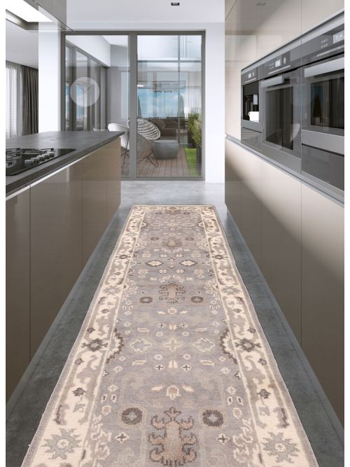 Indian Royal Oushak 2'6" x 11'9" Hand-knotted Wool Runner Rug 