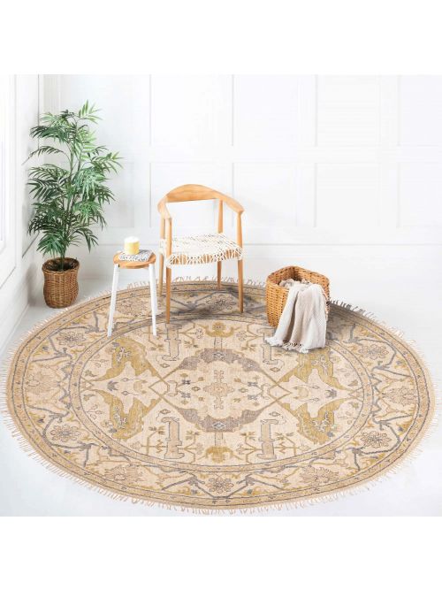 Indian Royal Oushak 7'11" x 7'11" Hand-knotted Wool Rug 