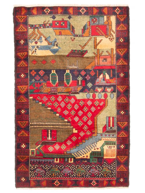 Tapis teimani 2'5" x 4'10" en laine