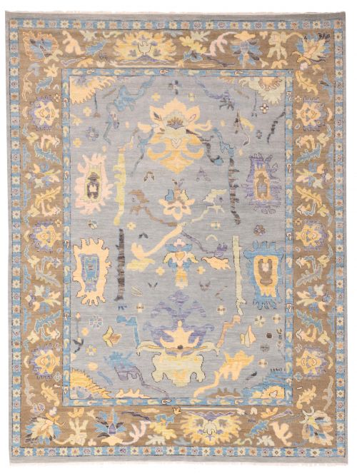 Indian Modern Oushak 9'1" x 11'11" Hand-knotted Wool Rug 
