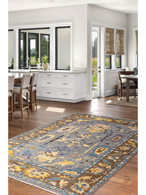 Indian Modern Oushak 9'1" x 11'11" Hand-knotted Wool Rug 