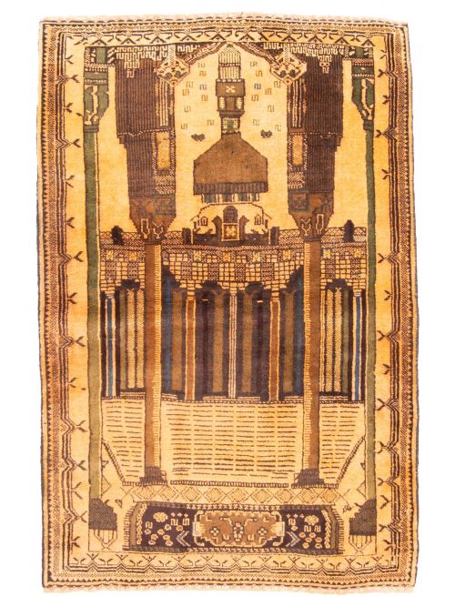 Tapis teimani 3'2" x 4'11" en laine