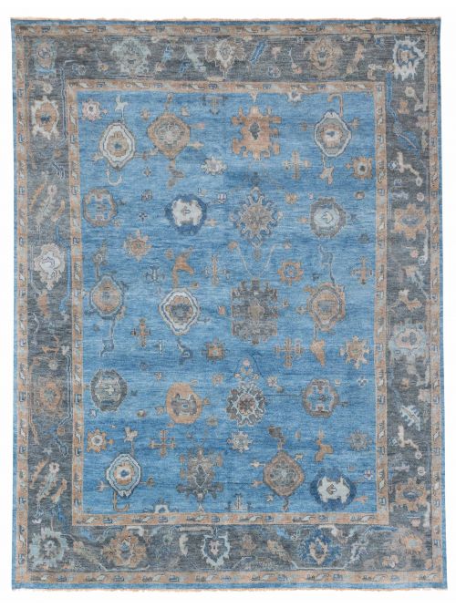 Indian Modern Oushak 9'1" x 11'10" Hand-knotted Wool Rug 