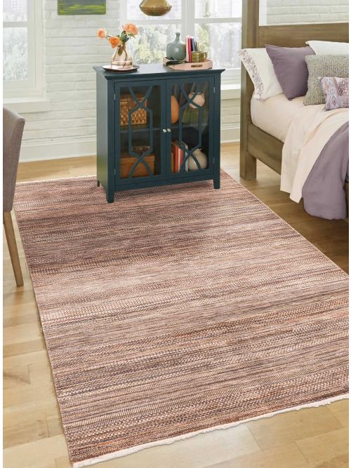 Indian Finest Silk Shadow 6'0" x 8'11" Hand-knotted Viscose & Wool Rug 