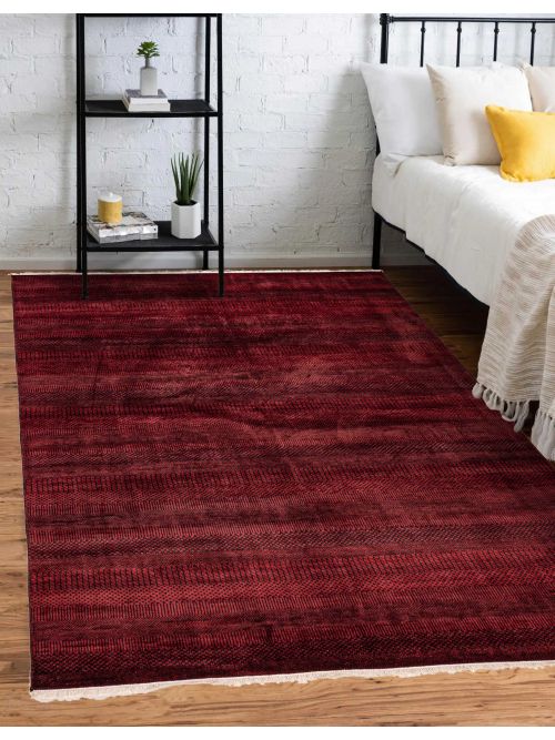 Indian Finest Silk Shadow 6'2" x 9'1" Hand-knotted Wool Rug 