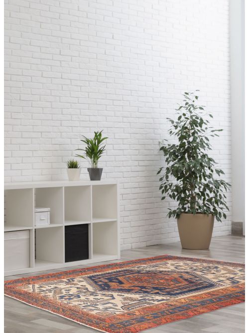 Turkish Antalya Vintage 4'1" x 5'10" Hand-knotted Wool Rug 