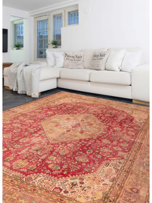 Turkish Antalya Vintage Hand-knotted Wool Rug, 277 x 366 cm