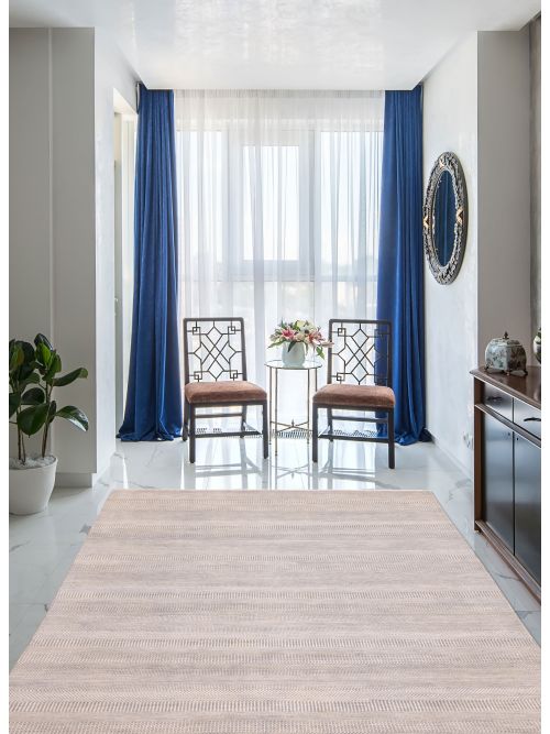 Indian Finest Silk Shadow 8'11" x 12'1" Hand-knotted Silk & Wool Rug 