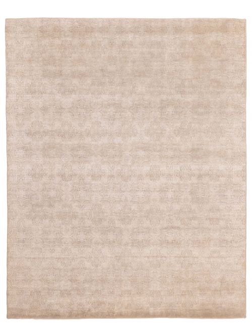 Indian Finest Silk Shadow 7'11" x 9'11" Hand-knotted Silk & Wool Rug 