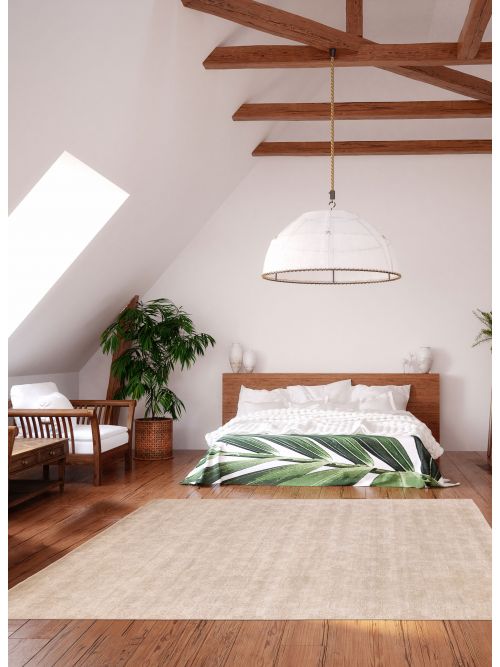 Indian Finest Silk Shadow 7'11" x 9'11" Hand-knotted Silk & Wool Rug 