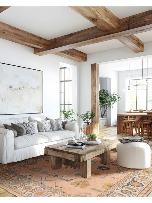 Indian Modern Oushak Hand-knotted Wool Rug, 272 x 358 cm