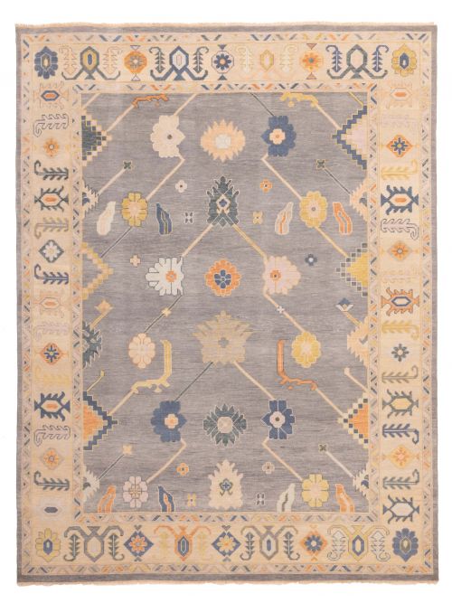 Indian Modern Oushak 8'11" x 11'10" Hand-knotted Wool Rug 