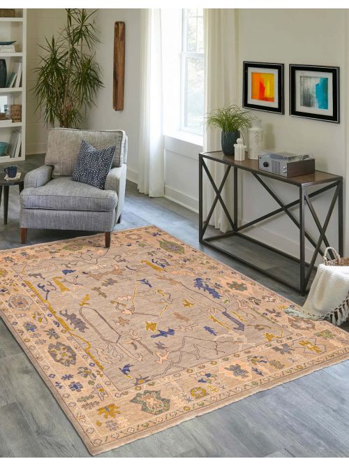 Indian Modern Oushak 7'11" x 9'9" Hand-knotted Wool Rug 