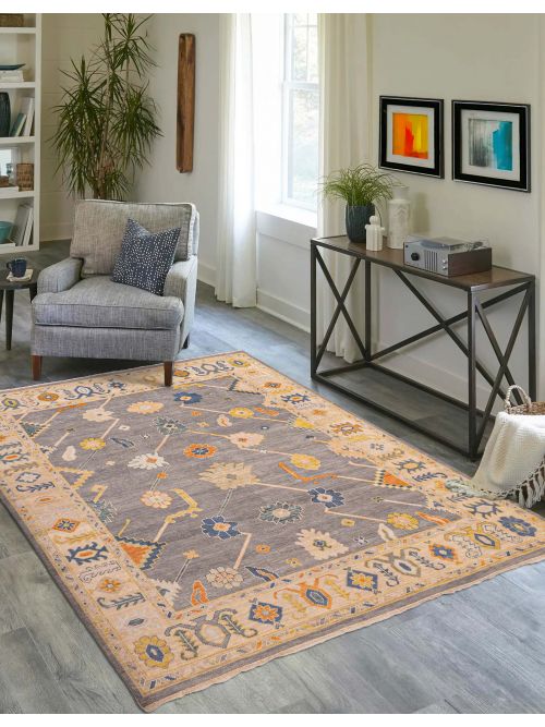 Indian Modern Oushak 7'10" x 9'9" Hand-knotted Wool Rug 