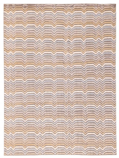 Indian Tangier 9'2" x 11'10" Hand-knotted Silk & Wool Rug 