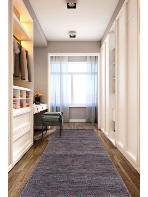 Indian Finest Silk Shadow 2'7" x 12'2" Hand-knotted Wool Runner Rug 