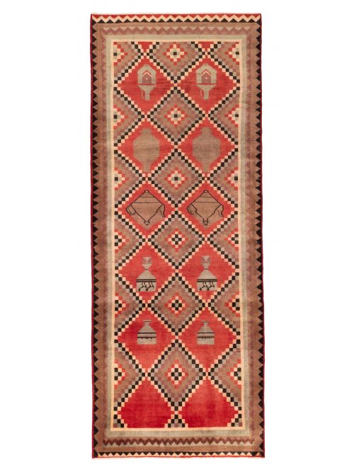 Persian Style 4'2" x 11'0" Hand-knotted Wool Runner Rug 