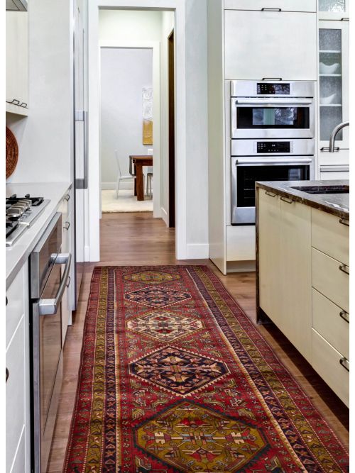 Persian Style 3'7" x 11'10" Hand-knotted Wool Runner Rug 