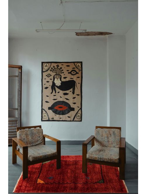 Persian Kashkuli Gabbeh 4'1" x 5'2" Hand-knotted Wool Rug 