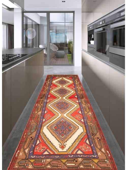 Persian Style 2'5" x 9'4" Hand-knotted Wool Runner Rug 