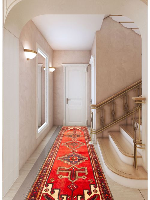 Persian Style 3'3" x 9'2" Hand-knotted Wool Runner Rug 