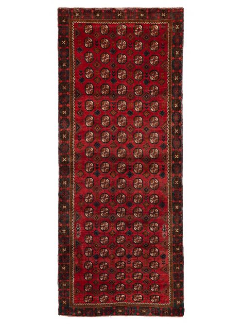 Afghan Teimani 3'8" x 9'1" Hand-knotted Wool Runner Rug 