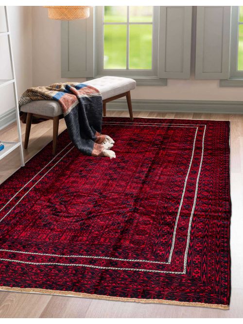 Afghan Teimani 6'9" x 10'0" Hand-knotted Wool Rug 