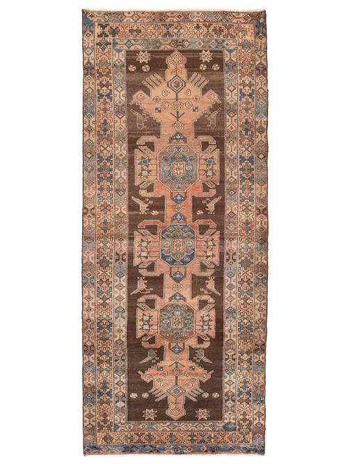 Turkish Antalya Vintage 3'7" x 9'3" Hand-knotted Wool Runner Rug 