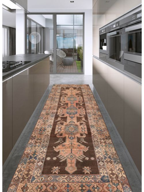 Turkish Antalya Vintage 3'7" x 9'3" Hand-knotted Wool Runner Rug 