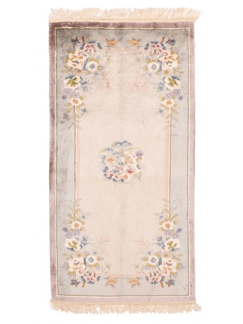 Chinese Aubousson Harrir 2'4" x 4'6" Hand-knotted Silk Rug 