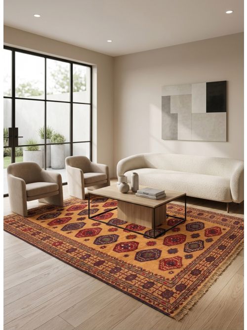 Afghan Teimani 6'8" x 9'2" Hand-knotted Wool Rug 