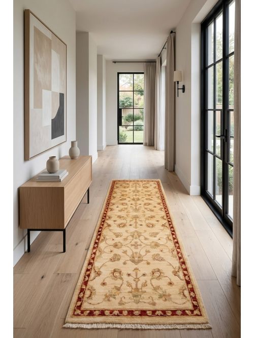 Pakistani Peshawar Oushak Hand-knotted Wool Runner Rug, 69 x 188 cm