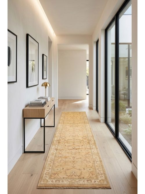 Pakistani Peshawar Oushak Hand-knotted Wool Runner Rug, 76 x 368 cm
