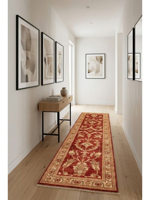 Pakistani Peshawar Oushak Hand-knotted Wool Runner Rug, 76 x 305 cm