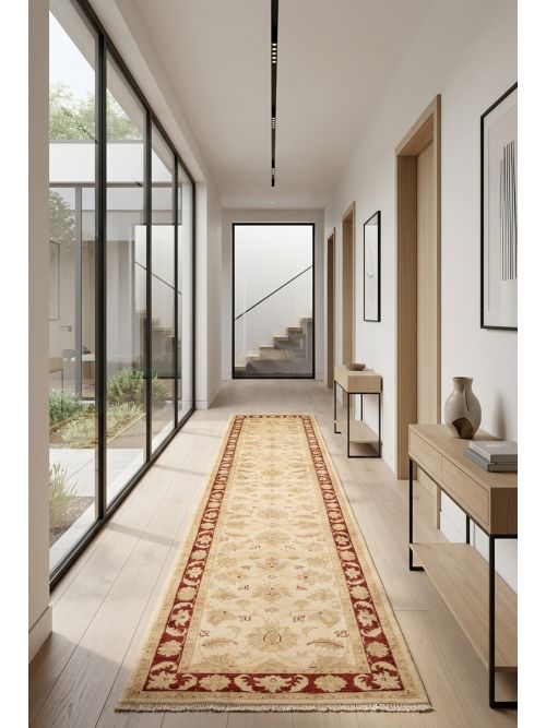 Pakistani Peshawar Oushak Hand-knotted Wool Runner Rug, 79 x 422 cm