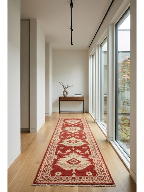 Pakistani Peshawar Oushak Hand-knotted Wool Runner Rug, 76 x 300 cm