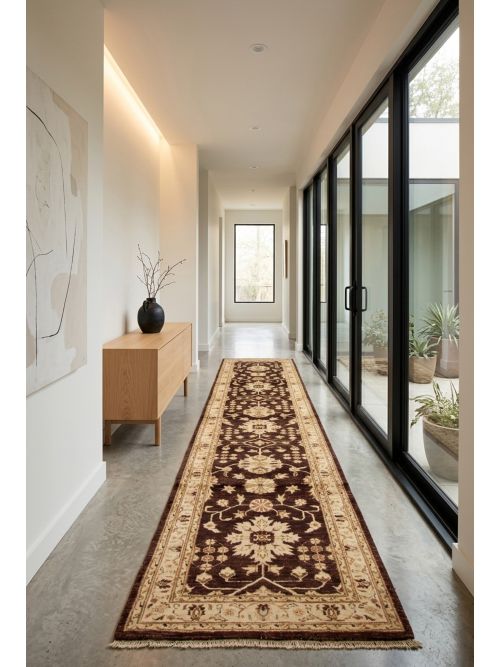 Pakistani Peshawar Oushak Hand-knotted Wool Runner Rug, 79 x 378 cm